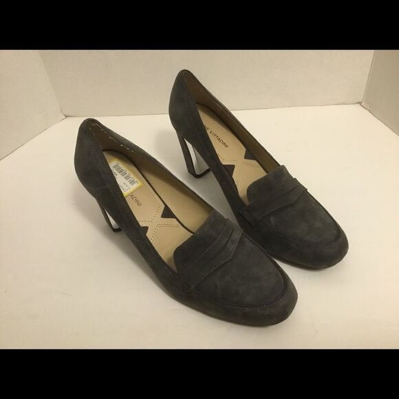 adrienne vittadini suede gray heels pezant Sz 9.5M - Picture 3 of 8